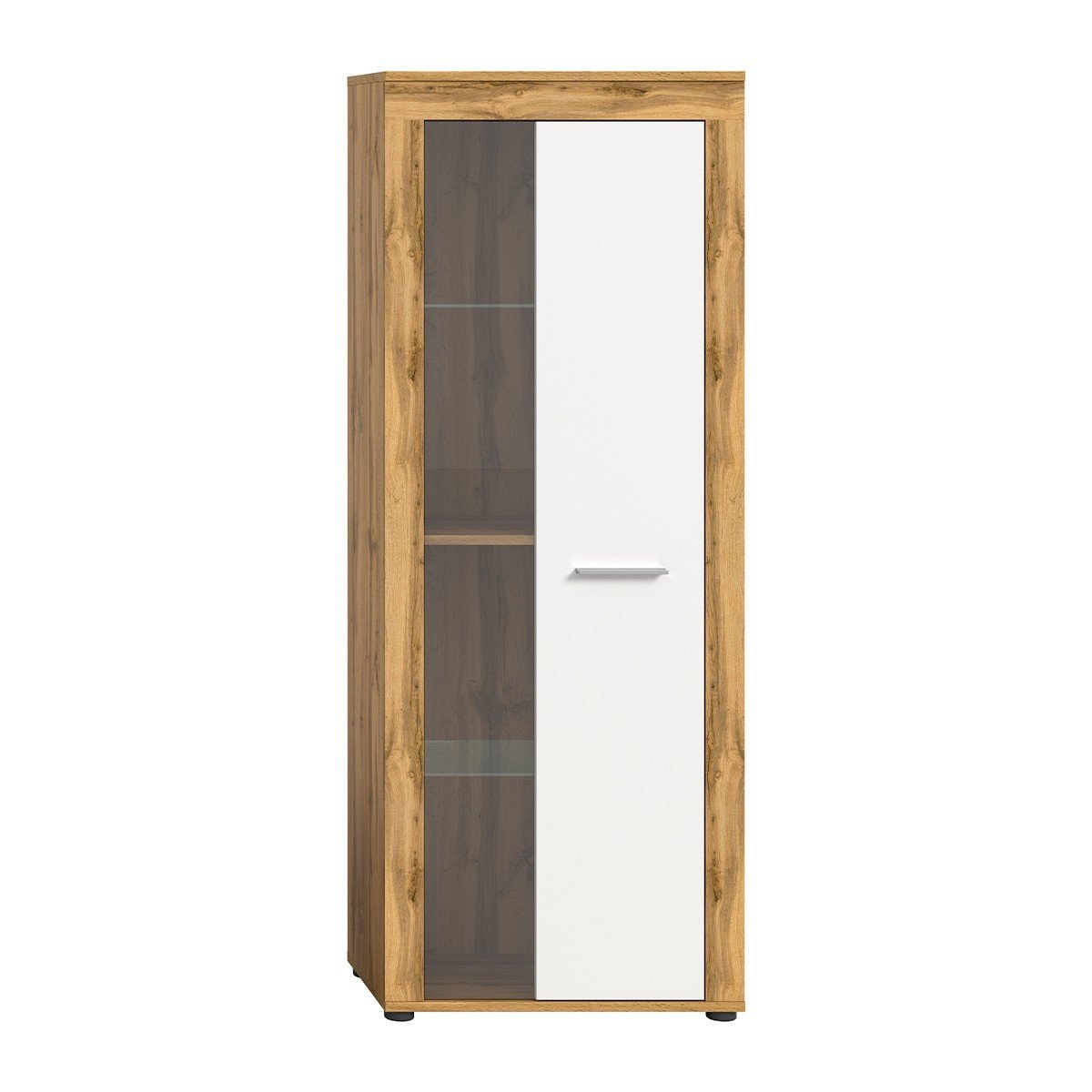 Vetrina 1 anta vetrata bianco e rovere wotan H159 cm - AOSTA