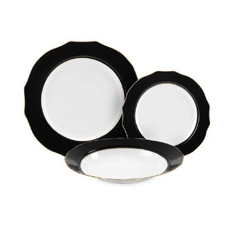 VIVIENNE NERO SERVIZIO PIATTI DA TAVOLA DA 37 PZ FADE