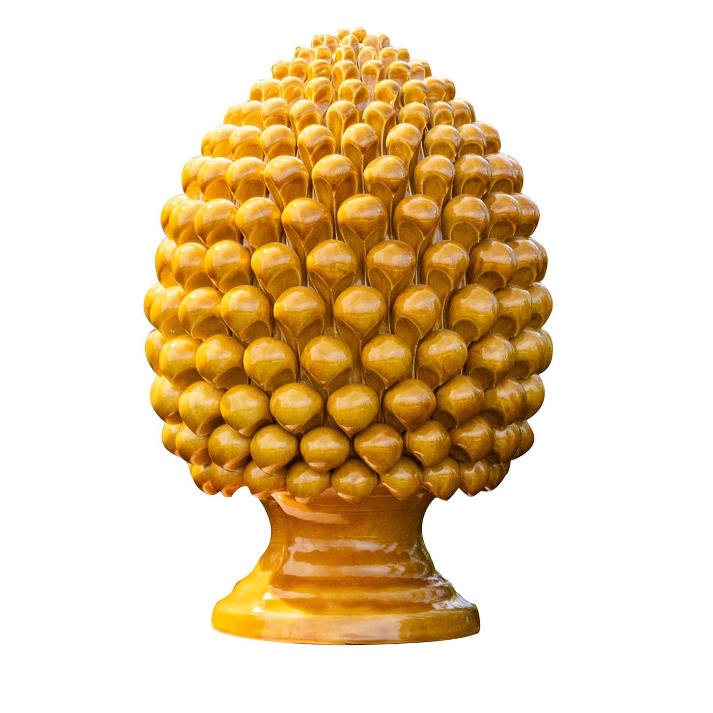 Scultura decorativa in ceramica gialla La Pigna