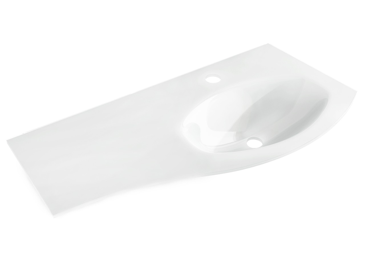 Lavabo Unitop Wave 104x51 cm Vasca Destra in Vetro Bianco Lucido-67575