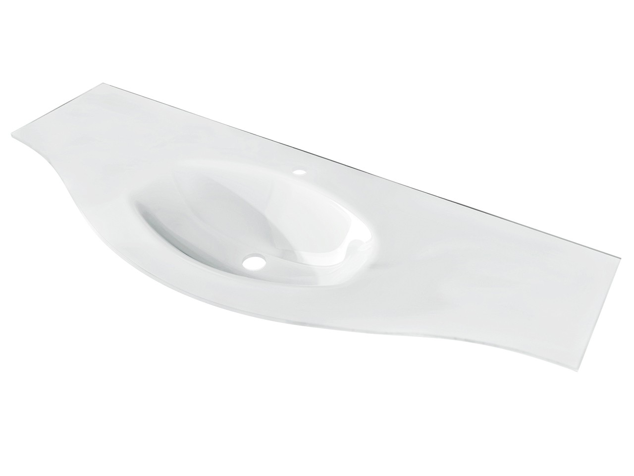 Lavabo Unitop Wave 138x51 cm Vasca Centrale in Vetro Bianco Lucido-67577