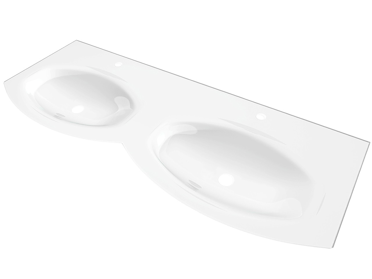 Lavabo Unitop Wave 138x51 cm Doppia Vasca in Vetro Bianco Lucido-67578