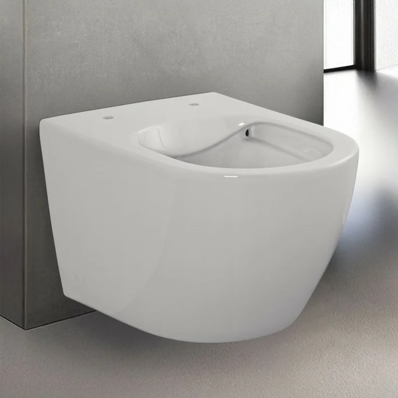 Wc sospeso Rimless serie Tokyo in ceramica bianco lucido