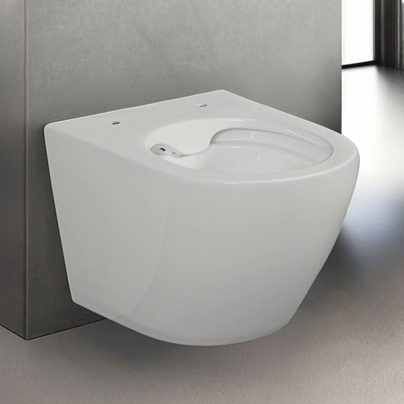 Wc sospeso salvaspazio Rimless in ceramica lucida serie Tokyo