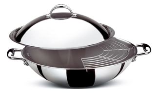 Wok Con Coperchio e Griglia Accademia cm 36