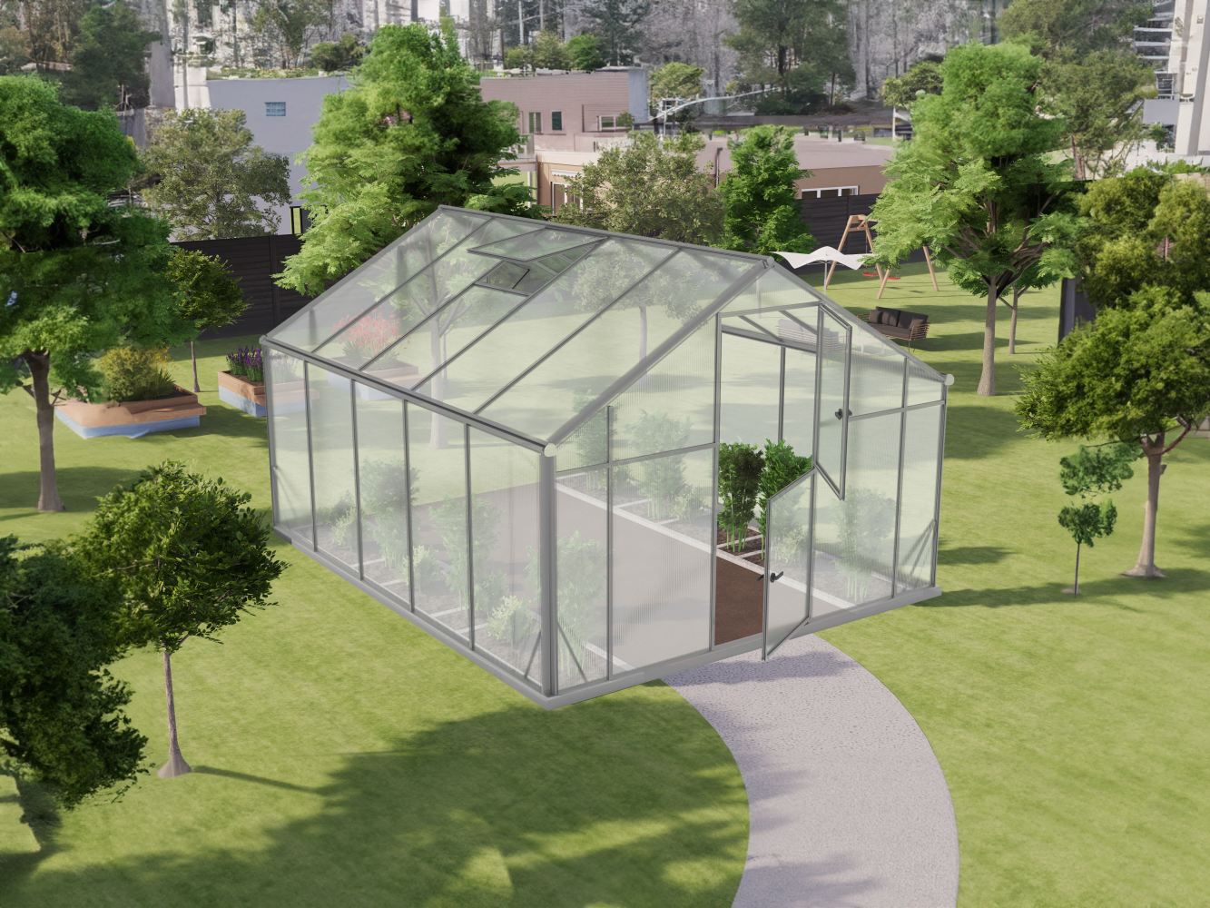 Serra Chicoree XL10, lastra in policarbonato alveolare 6 mm, superficie: 10,4 m² - misure: 360 x 290 cm (l x p)