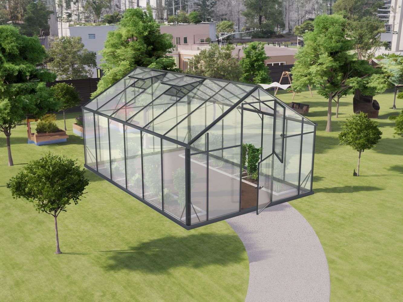 Serra Grünkohl XL12, vetro temperato 4 mm, superficie: 12,5 m² - misure: 430 x 290 cm (l x p)