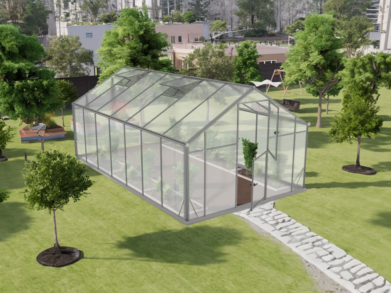 Serra Chicoree XL15, lastra in policarbonato alveolare 6 mm, superficie: 14,5 m² - 500 x 290 cm (l x p)