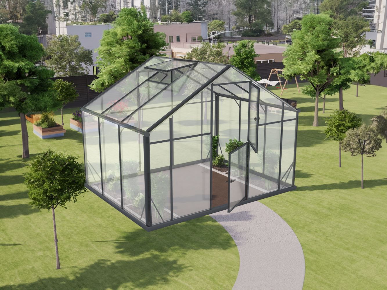 Serra Grünkohl XL7, vetro temperato 4 mm, superficie: 6,40 m² - 220 x 290 cm (l x p)