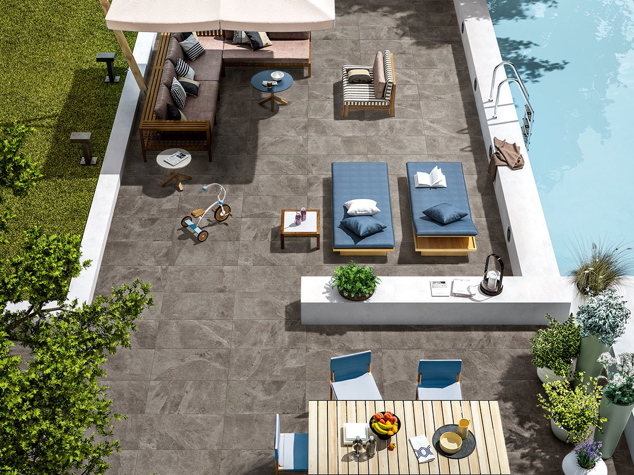 Piastrella Absolute Grey XOUT 50X100 Gres Esterni Spessore 20Mm Effetto Pietra Ardesia Grigia-24213